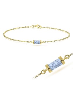 Gold Plated White Turquoise Silver Bracelet BRS-236-GP